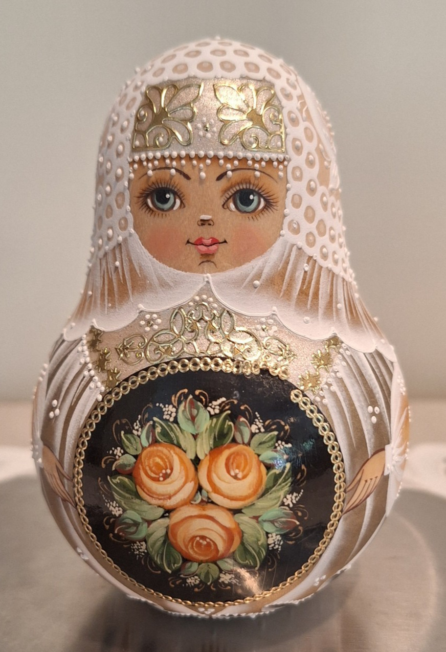 Authentic Russian Nevalyashka Chime Doll Rolina Churkina 2010 Zhostovo Art